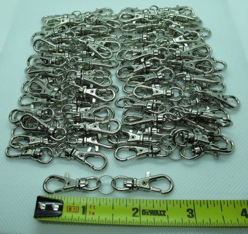 Lots of 100 Small Lobster Clasp Swivel Head Clips Keychain/Keys snap Hook - Afbeelding 1 van 5