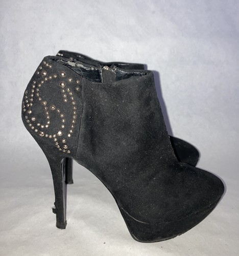MANGO LADIES BLACK FAUX SUEDE ZIP UP STILETTO ANKLE BOOTS UK 3 EUR 36 BT073 - Picture 2 of 9