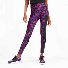 PUMA Women's XTG Tight Fit All-Over Print Leggings NWT Purple Glimmer SIZE: XS