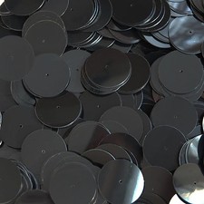 Black Opaque Shiny Glossy 20mm Sequin Round Paillette Center Hole ~ Made in USA