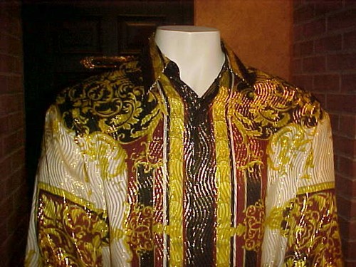 VINTAGE MENS JOEY RICHI GOLD LABEL METALLIC SILK SHIRT MULTI-COLOR MEDIUM - Picture 6 of 8