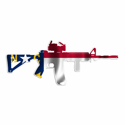 #ad AR 15 Rifle Gun Firearm With Scope North Carolina Flag Vinyl Decal Sticker $2.95