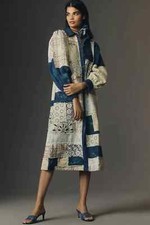 NWT Anthropologie Denim Patchwork Oversized Shirt Dress Distressed Size XS $228