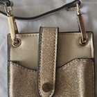 Gold Glitter Wallet Zipper Credit Card Folding Women's Solid Strap Beige — photo 3