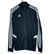 Adidas Mens Aeroready Track Jacket Black White Stripe Full Zip Training Medium
