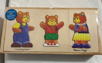 Melissa & Doug Mix n Match Wooden Bear Family Wooden Dress-Up Puzzle NEW, Sealed