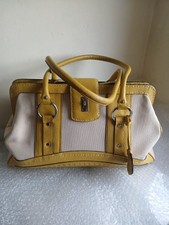 Y2K Bag BCBGMAXAZRIA Canvas & Yellow Leather Satchel Bag. Barely Used.