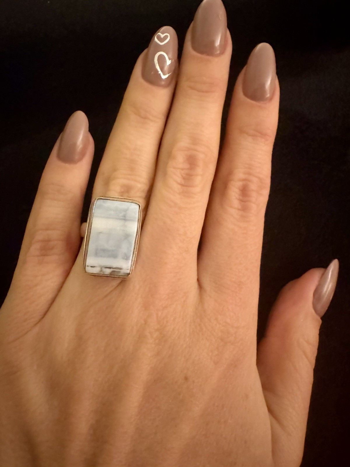 Opal Square Ring UK L 1/2 brass silver 925 image 3