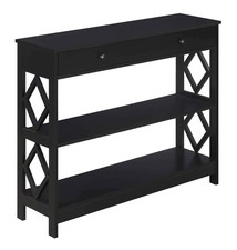Pemberly Row Contemporary One-Drawer Console Table in Black Wood Finish
