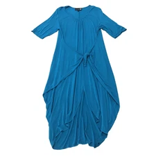 Antthony Original Womens Draped Dress Sz 1X Stretch Scoop Neck Tie-Front