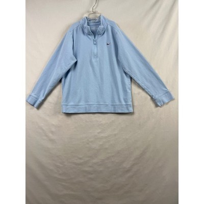Vineyard Vines Quarter Zip Pullover Kids Small 8-10 Blue Pique Cotton Whale Logo