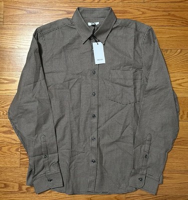 NWT! Mens Reiss Minardi Houndstooth Check Overshirt Button Down Shirt L $195