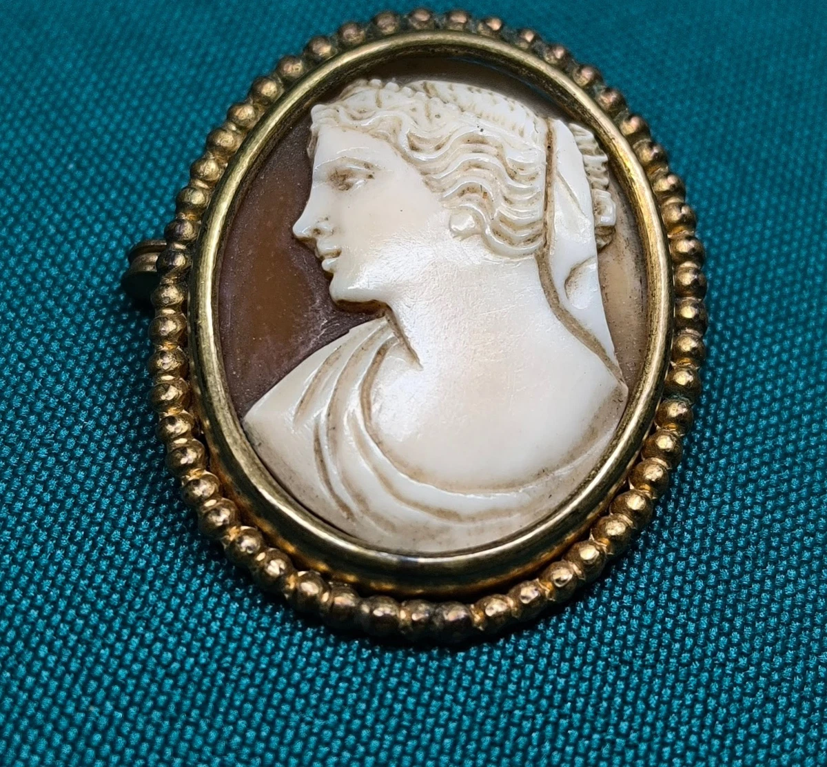 GRAND CAMÉE COQUILLE Ancien XIXème Femme à l'antique EUR 29,99