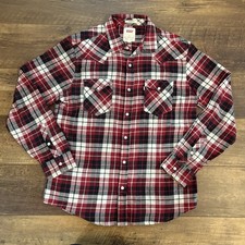 Levi  s Men  s Red Plaid Western Style Flannel Pearl Snaps Size M