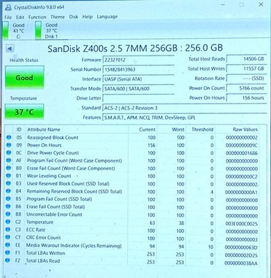 SD8SBAT-256G-1012 - Sandisk Z400s 256GB 2.5'' SATA Internal Solid State Drive