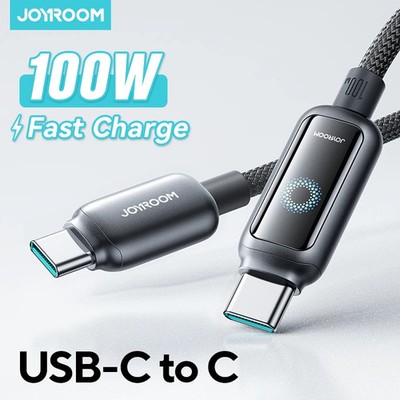 Joyroom 100W USB-C to USB-C Fast Charging Cable 1.2m Auto Power-Off Nylon Braid
