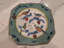 Anthropologie Lou Rota 12 Days of Christmas Dessert Plate Four Calling Birds NIB
