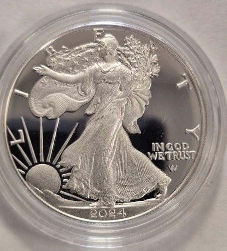 2024 W 1 ozt, 999 pure American Silver Eagle, UNCIRCULATED, Proof coin (R2R4)