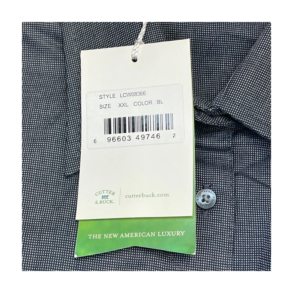 Cutter & Buck Shirt Men's 2XL Blue Polka Dot Long Sleeve Classic Fit Button-Up - Image 3 of 4