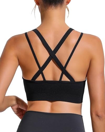 Sports Bras for Women High Support, Criss-Cross Back Padded Strappy High - Picture 7 of 7