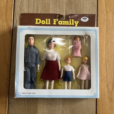 Vintage 5 PC BENDABLE DOLL FAMILY MOM DAD CHILDREN BABY MSR IMPORTS HONG KONG