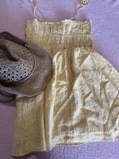 Beautiful FOREVER 21 Strappy Yellow Shell Mini Flowy Dress Smocked NWT M