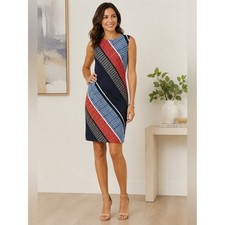 Ann Taylor Geometric Colorblock Sheath Dress Sleeveless CareerWear Multi Size 12