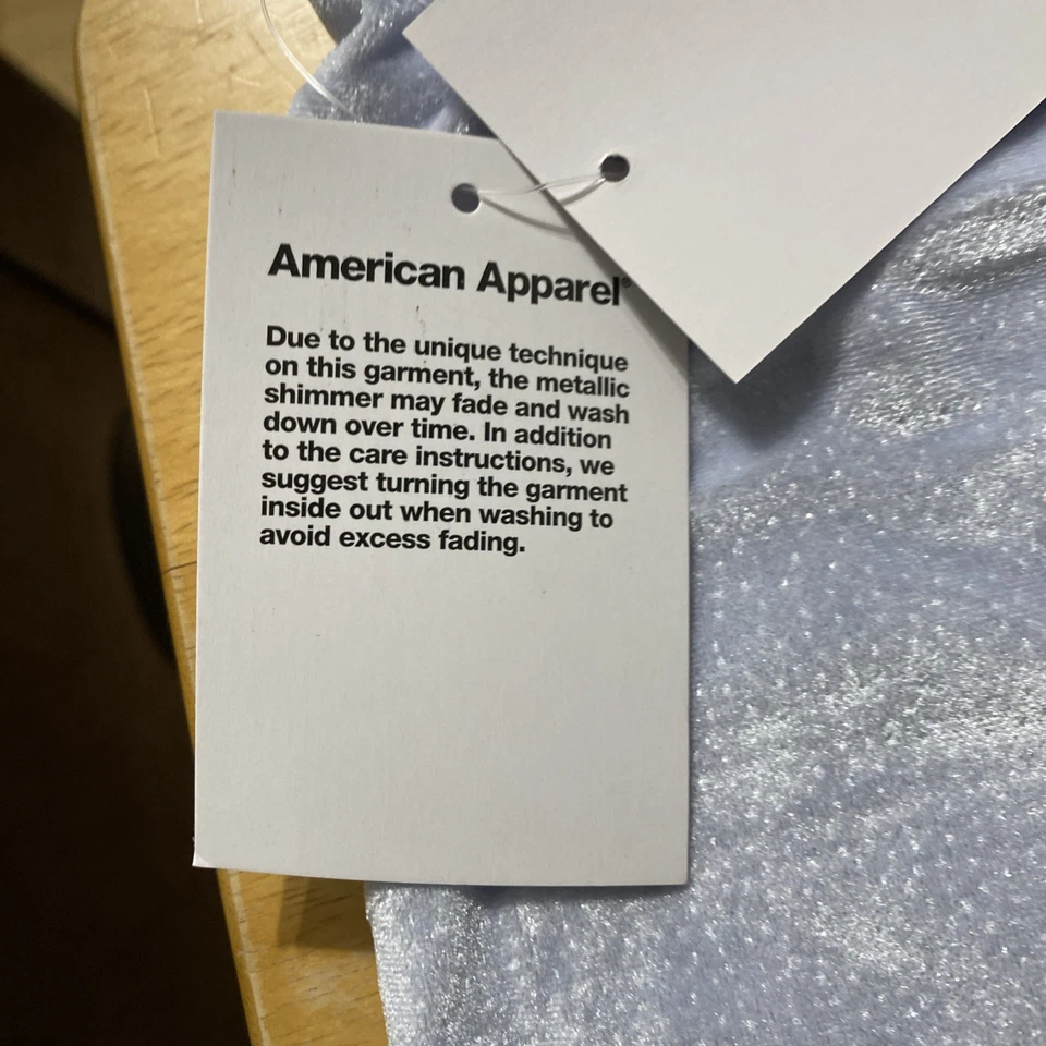 Pantalones Cortos de Bicicleta American Apparel Azul Transparente Plata Terciopelo Brillante Talla L - Nuevos con Etiquetas Foto 4 de 4