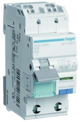 Hager RCD FI-lS Schalter B-16A 30MA ADS916D  FILs B16A Schutzschalter / Leistung