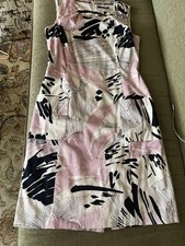 Elie Tahari Sleeveless Multicolor Black Pink Lined Cotton Short Dress SZ 4