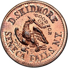 Seneca Falls New York Civil War Token D Skidmore Eagle With Cigar NGC MS66 RB