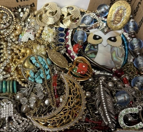 Vintage & Modern Some Signed Costume Jewelry Lot Full Small Priority Box # 10