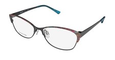 NEW ARISTAR 18429 STAINLESS STEEL STRIPED PATTERN CAT EYE EYEGLASS FRAME/GLASSES