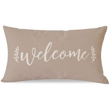 Farmhouse Welcome Throw Pillow Cover 12x20 Inch 20" x 12" Pack of 1 Beige
