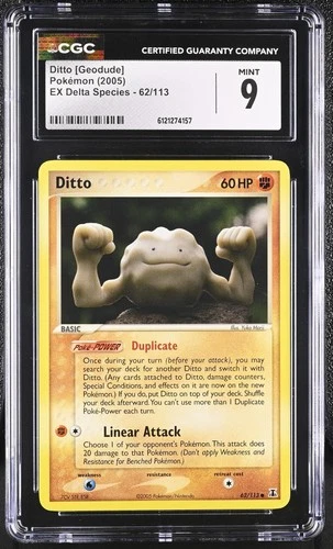 CGC 9 MINT Ditto [Geodude] 2005 EX Delta Species 62/113 Pokemon Card