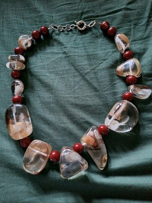Jackie Brazil Sobral Vesubio Cusco Chunky lucite resin Necklace  N1616 
