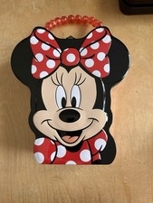 New TIN BOX CO MINNIE MOUSE Disney LUNCH BOX Beads PURSE Handle Dots Toy Carrier