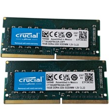 Crucial 32GB Kit 2x16GB DDR4 3200MHz SODIMM Laptop RAM Memory CT16G4SFRA32A