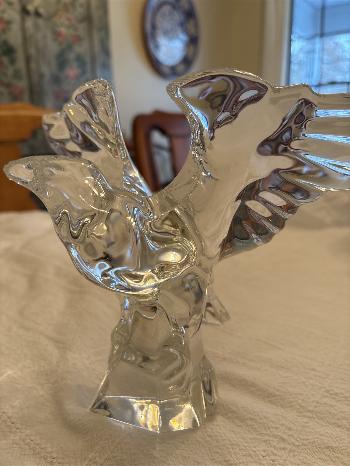Baccarat Crystal American Eagle Sculpture Figurine Vintage French Craftsmanship