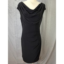 Lauren Ralph Lauren Black Draped Cowl Neck Sheath Dress 12