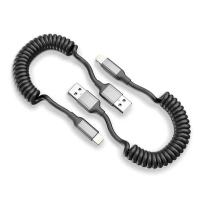 ACECENE Spiralkabel USB A auf Lightning Kabel Kurz, 2 Pack MFi Zertifiziert USB iPhone
