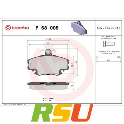 Brembo Bremsbelagsatz, Scheibenbremse PRIME LINE P 68 008 Breite 100 mm