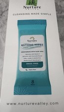 Nurture Valley Rinse-Free Bathing Wipes, Aloe, 64 Count, 8 Pack