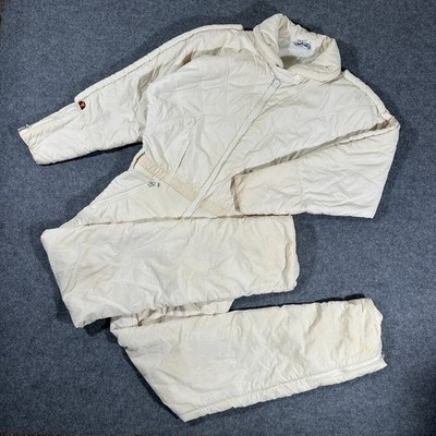Vintage 80s Ellesse White Jumpsuit Coveralls Quilted Snow Ski Winter - Size 12