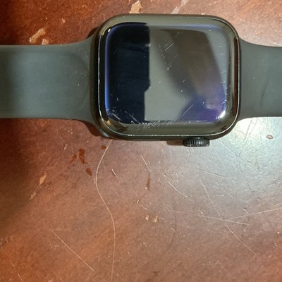 Apple Watch Series 7 44mm Black Aluminum Case Silicone Band GPS