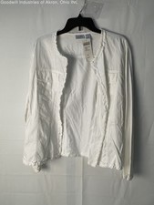 NWT Chico's Optic White Women's 'Secret Fleur' Ruffle Jacket, Sz. 3 US L 16 