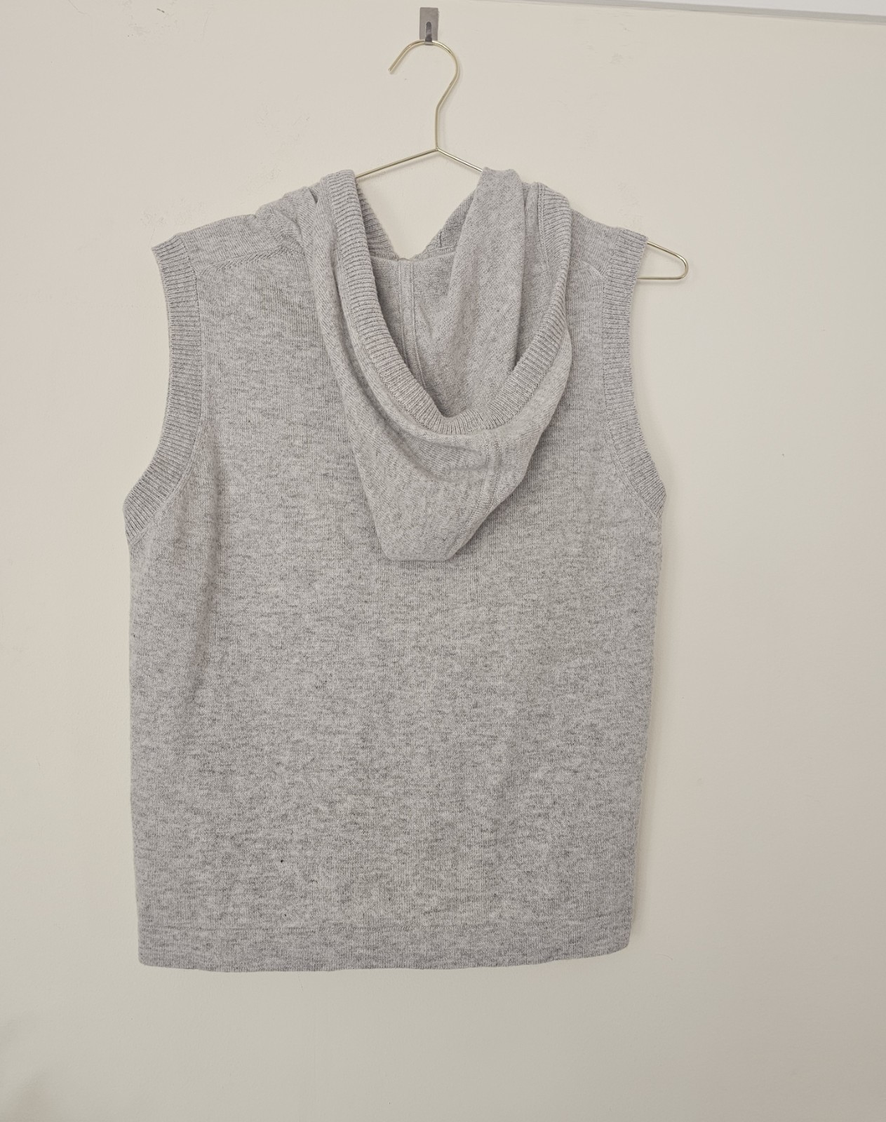 ME+EM 100percent Cashmere Sleeveless Zip Hoodie Size S Grey Hooded Gilet RRP £195 image 3