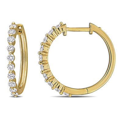 Created Forever Yellow Silver 5/8ct TDW Lab Grown Diamond Hoop Earrings