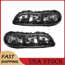 Headlight Assembly Set Halogen For 97-2005 Chevy Malibu Classic Cutlass Black
