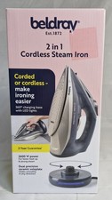 Beldray Cordless Steam Iron 2-in-1 Ceramic Soleplate 230ml 2600W Titanium